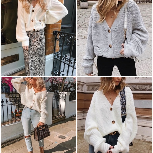 Black Knit Button Front V-neck Cardigan - Picture 11 of 16